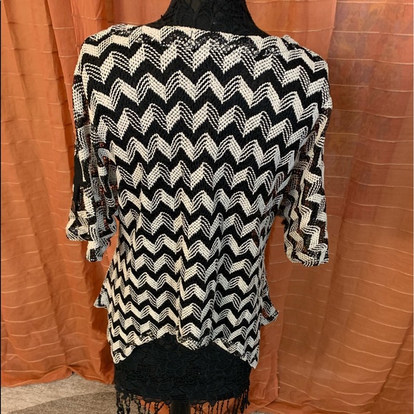 Top/other-Kaktus, swing flow zig zag thin artistic top, mesh, shark tail hem, M - Picture 6 of 17